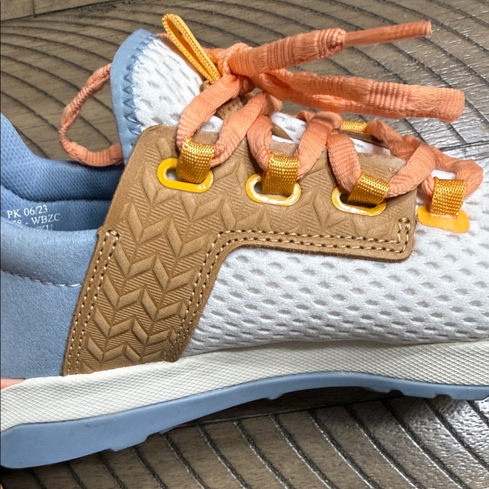 Womens White Mesh Sneakers with Peach Laces - Picture 5 of 6